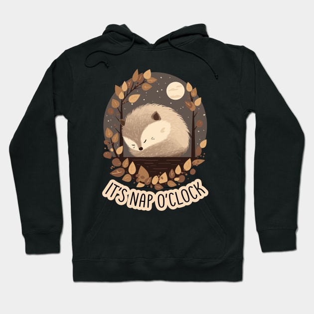 It's Nap O'Clock - Cute Sleepy Hedgehog Print Hoodie by Space Surfer 